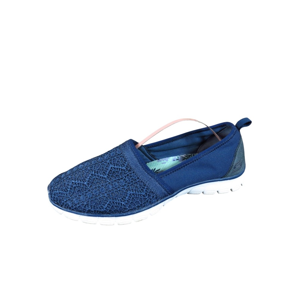 Skechers Microburst One Up Womens Walking Slip On Shoes Size 8 Navy Blue Mesh